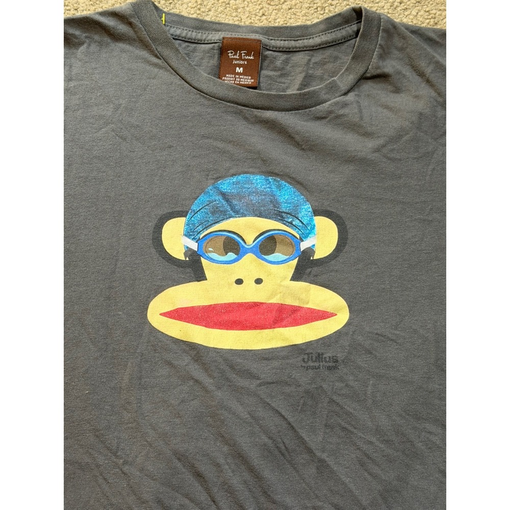 Paul Frank Julius Monkey Swimming Goggles T-Shirt Gray Juniors Medium JT8754 - Picture 2 of 5